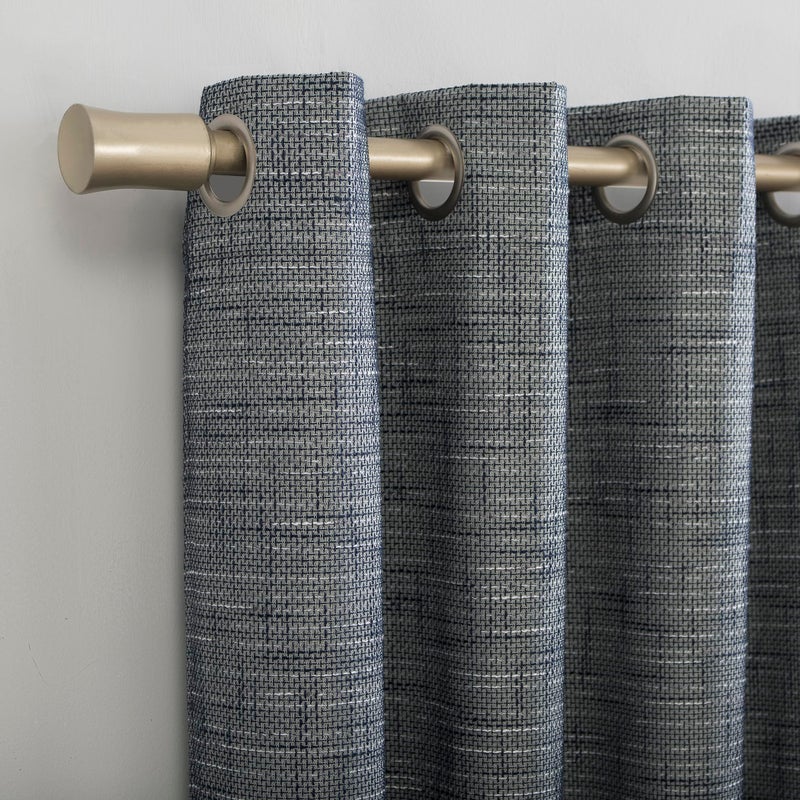Sun Zero Brooks Burlap Weave Thermal Extreme Total Blackout Grommet Curtain Panel, 52" x 84", Navy/Denim Blue - Image 3